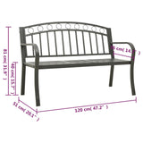 NNEVL Garden Bench with Table Grey 120 cm Steel