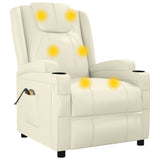NNEVL Stand up Massage Recliner Chair Cream White Faux Leather