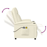 NNEVL Stand up Massage Recliner Chair Cream White Faux Leather