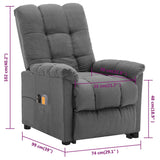 NNEVL Stand up Massage Recliner Chair Light Grey Fabric