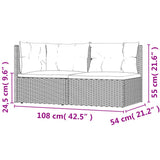 NNEVL 2 Piece Garden Lounge Set with Cushions Black Poly Rattan