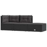 NNEVL 3 Piece Garden Lounge Set with Cushions Black Poly Rattan