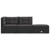 NNEVL 3 Piece Garden Lounge Set with Cushions Black Poly Rattan