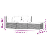 NNEVL 3 Piece Garden Lounge Set with Cushions Black Poly Rattan