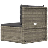 NNEVL Garden Middle Sofa with Cushions Grey Poly Rattan