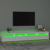 NNEVL TV Cabinet with LED Lights White 240x35x40 cm