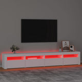 NNEVL TV Cabinet with LED Lights White 240x35x40 cm