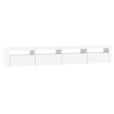 NNEVL TV Cabinet with LED Lights White 240x35x40 cm