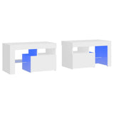 NNEVL Bedside Cabinets 2 pcs with LED Lights White 70x36.5x40 cm