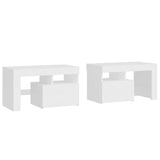 NNEVL Bedside Cabinets 2 pcs with LED Lights White 70x36.5x40 cm