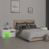 NNEVL Bedside Cabinets 2 pcs with LED Lights White 70x36.5x40 cm