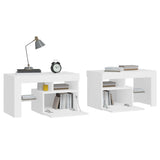 NNEVL Bedside Cabinets 2 pcs with LED Lights White 70x36.5x40 cm