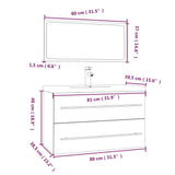 NNEVL 3 Piece Bathroom Furniture Set Concrete Grey