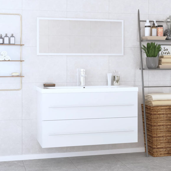 NNEVL 3 Piece Bathroom Furniture Set High Gloss White