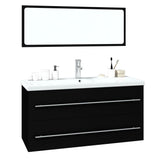 NNEVL Bathroom Furniture Set Black Engineered Wood
