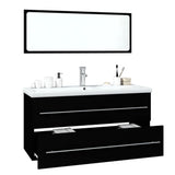 NNEVL Bathroom Furniture Set Black Engineered Wood