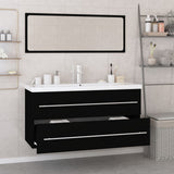 NNEVL Bathroom Furniture Set Black Engineered Wood