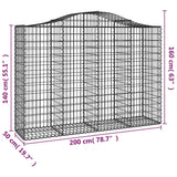 NNEVL Arched Gabion Basket 200x50x140/160 cm Galvanised Iron