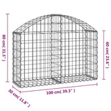 NNEVL Arched Gabion Basket 100x30x60/80 cm Galvanised Iron