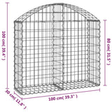 NNEVL Arched Gabion Basket 100x30x80/100 cm Galvanised Iron
