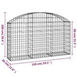 NNEVL Arched Gabion Basket 150x30x80/100 cm Galvanised Iron