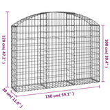 NNEVL Arched Gabion Basket 150x30x100/120 cm Galvanised Iron
