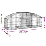 NNEVL Arched Gabion Basket 150x50x40/60 cm Galvanised Iron