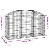 NNEVL Arched Gabion Basket 150x50x80/100 cm Galvanised Iron