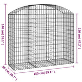 NNEVL Arched Gabion Basket 150x50x120/140 cm Galvanised Iron