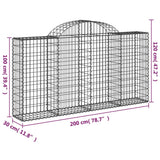 NNEVL Arched Gabion Basket 200x30x100/120 cm Galvanised Iron