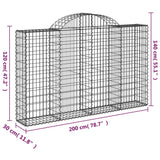 NNEVL Arched Gabion Basket 200x30x120/140 cm Galvanised Iron