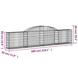 NNEVL Arched Gabion Basket 300x30x60/80 cm Galvanised Iron