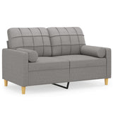 NNEVL 2-Seater Sofa with Pillows and Cushions Light Grey 120 cm Fabric