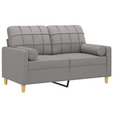 NNEVL 2-Seater Sofa with Pillows and Cushions Light Grey 120 cm Fabric