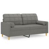 NNEVL 2-Seater Sofa with Pillows&Cushions Dark Grey 140 cm Fabric