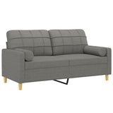 NNEVL 2-Seater Sofa with Pillows&Cushions Dark Grey 140 cm Fabric