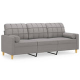 NNEVL 3-Seater Sofa with Pillows and Cushions Light Grey 180 cm Fabric
