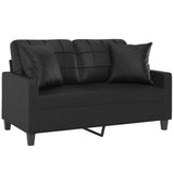 NNEVL 2-Seater Sofa with Pillows and Cushions Black 120 cm Faux Leather