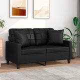 NNEVL 2-Seater Sofa with Pillows and Cushions Black 120 cm Faux Leather