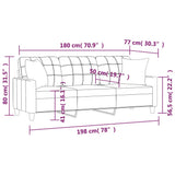 NNEVL 3-Seater Sofa with Pillows and Cushions Black 180 cm Faux Leather
