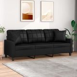 NNEVL 3-Seater Sofa with Pillows and Cushions Black 180 cm Faux Leather