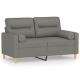 NNEVL 2-Seater Sofa with Pillows&Cushions Dark Grey 120 cm Fabric