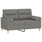 NNEVL 2-Seater Sofa with Pillows&Cushions Dark Grey 120 cm Fabric