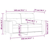 NNEVL 2-Seater Sofa with Pillows&Cushions Light Grey 140 cm Fabric
