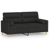 NNEVL 2-Seater Sofa with Pillows&Cushions Black 140 cm Fabric