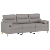 NNEVL 3-Seater Sofa with Pillows&Cushions Light Grey 180 cm Fabric