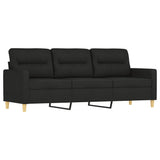 NNEVL 3-Seater Sofa with Pillows&Cushions Black 180 cm Fabric