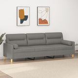 NNEVL 3-Seater Sofa with Pillows&Cushions Dark Grey 210 cm Fabric