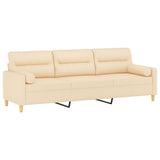 NNEVL 3-Seater Sofa with Pillows&Cushions Cream 210 cm Fabric