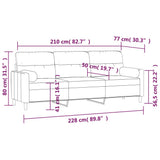 NNEVL 3-Seater Sofa with Pillows&Cushions Cream 210 cm Fabric